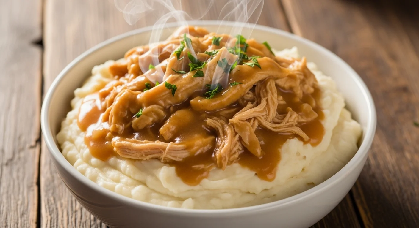 Comforting Shredded Chicken with Gravy Easy, Creamy and Home style 1 Comforting Shredded Chicken with Gravy