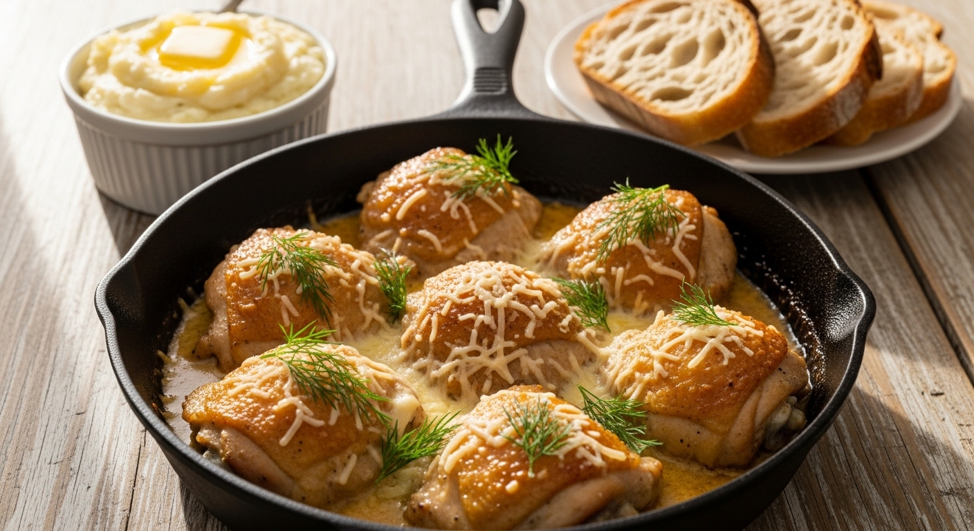 Creamy Oven Baked Chicken Thighs