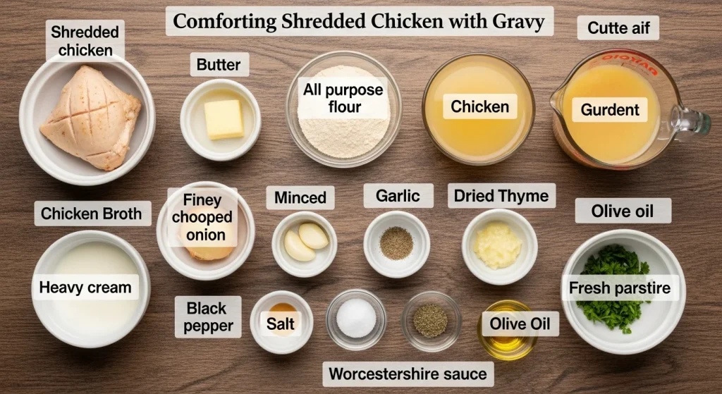 Comforting Shredded Chicken with Gravy Easy, Creamy and Home style 2 Ingredients You’ll Need